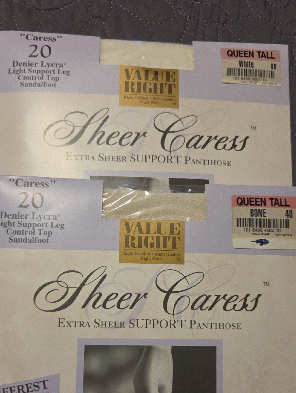 Sheer Caress Extra Sheer Support Pantyhose in Bone/White (2) Queen Tall - Picture 2 of 3